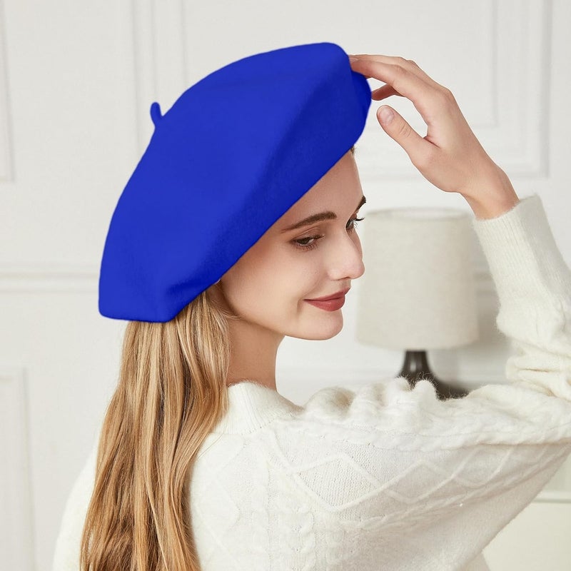 recapitula XXL 100% Wool French White Beret Hats for Women Man Painter hat Classic Painter's Hat Girl Solid Color Classic - Image 3
